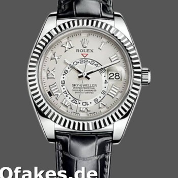Super Clone Men's Rolex Sky-Dweller 42mm Men's-326139-Ivory Roman Dial-Leather Strap Ivory<br />