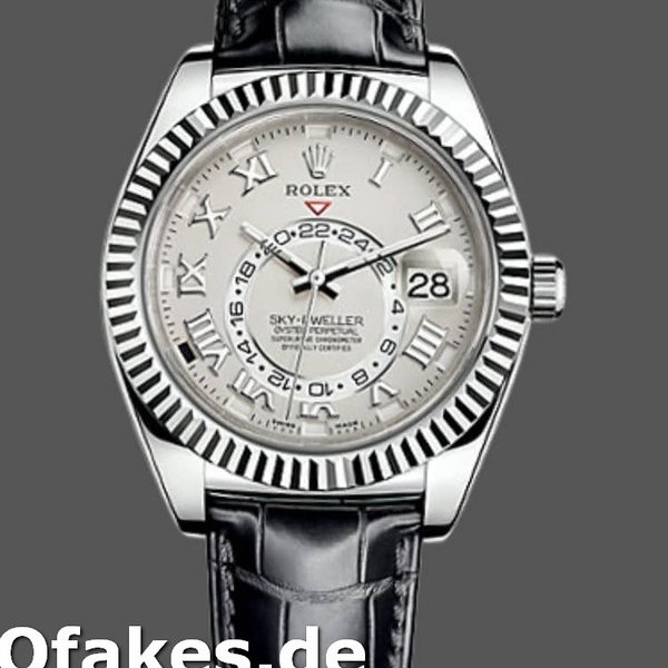 Super Clone Men's Rolex Sky-Dweller 42mm Men's-326139-Ivory Roman Dial-Leather Strap Ivory<br />