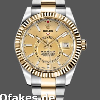 Super Clone Men's Rolex Sky-Dweller 42mm Men's-326933-Champagne Dial-Stainless Steel Champagne