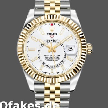 Super Clone Men's Rolex Sky-Dweller 42mm Men's-326933-Stainless Steel & Yellow Gold-White Dial White