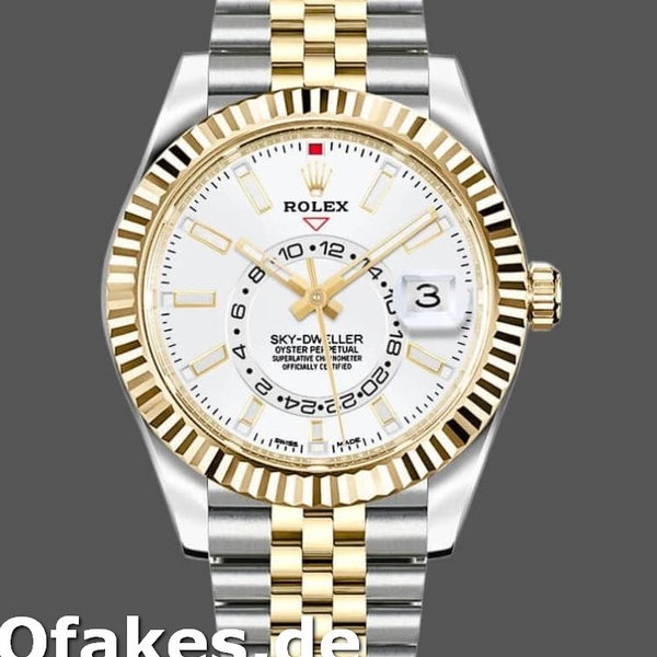 Super Clone Men's Rolex Sky-Dweller 42mm Men's-326933-Stainless Steel & Yellow Gold-White Dial White