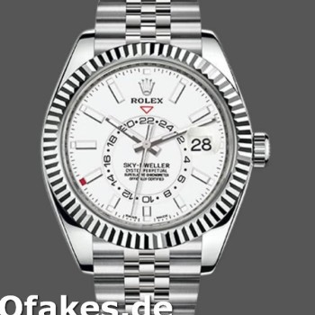 Super Clone Men's Rolex Sky-Dweller 42mm Men's-326934-Fluted Bezel-White Dial White