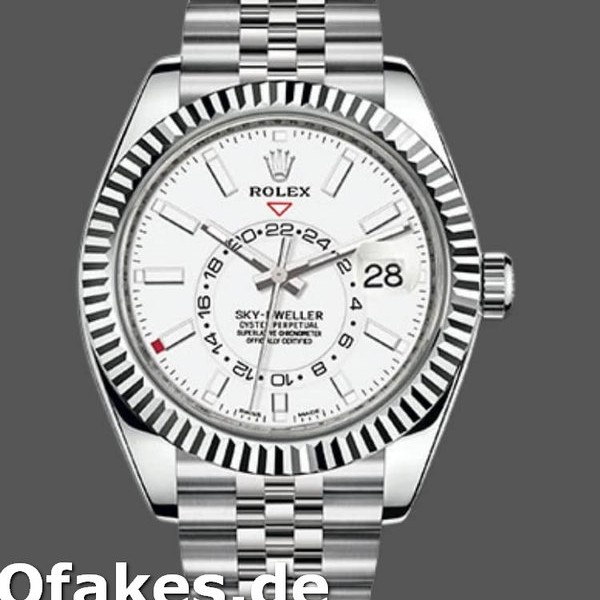 Super Clone Men's Rolex Sky-Dweller 42mm Men's-326934-Fluted Bezel-White Dial White