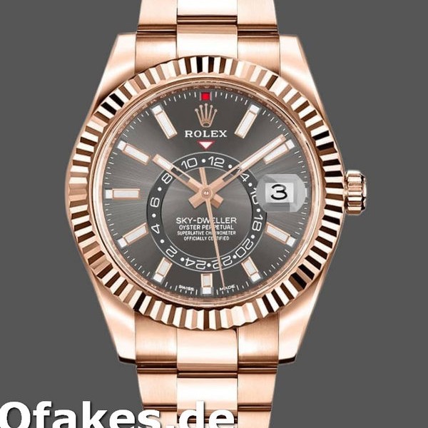 Super Clone Men's Rolex Sky-Dweller 42mm Men's-326935-Everose Gold-Dark Rhodium Stick Dial Dark Rhodium&nbsp;<br />