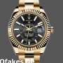 Super Clone Men's Rolex Sky-Dweller 42mm Men's-326938-Yellow Gold-Black Dial Black