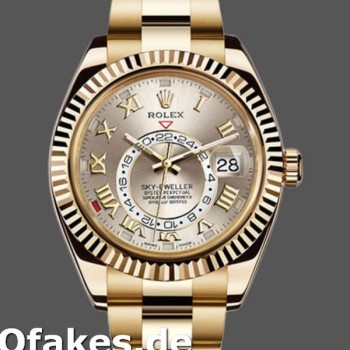 Super Clone Men's Rolex Sky-Dweller 42mm Men's-326938-Yellow Gold-Silver Dial Silver