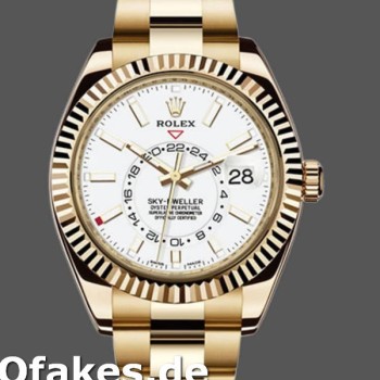 Super Clone Men's Rolex Sky-Dweller 42mm Men's-326938-Yellow Gold-White Dial White