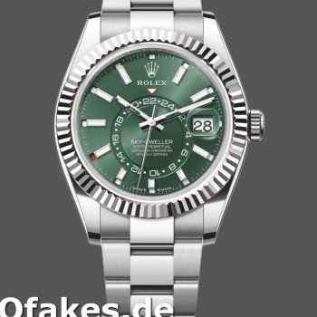 Super Clone Men's Rolex Sky-Dweller 42mm Men's-336934-Fluted Bezel-Green Dial Green