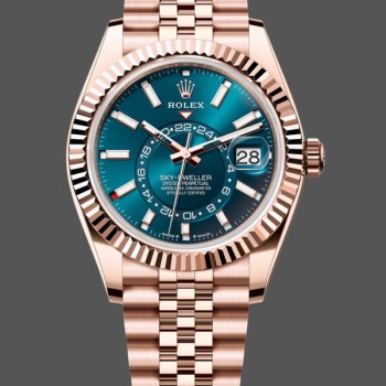 Super Clone Men's Rolex Sky‑Dweller 42-m336935 0005, Everose Gold, Blue Green Dial, Men’s Blue Green Dial