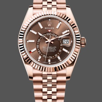 Super Clone Men's Rolex Sky‑Dweller 42-m336935 0006, Everose Gold, Chocolate Dial Chocolate Dial