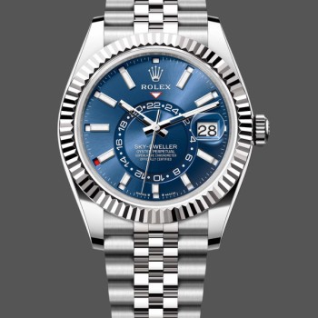 Super Clone Men's Rolex Sky-Dweller 42mm-m336934 0006-Fluted Bezel-Blue Dial Blue