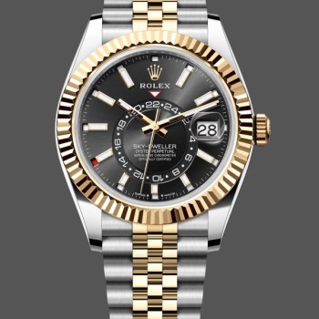 Super Clone Men's Rolex Sky Dweller 42mm Yellow Gold Oyster M336933 0004 Men's Black Dial