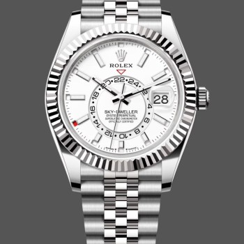 Super Clone Men's Rolex Sky Dweller 42mm White Dial Fluted Bezel M336934 0004 Men's White Dial