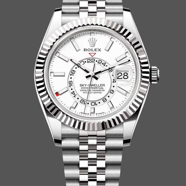 Super Clone Men's Rolex Sky Dweller 42mm White Dial Fluted Bezel M336934 0004 Men's White Dial