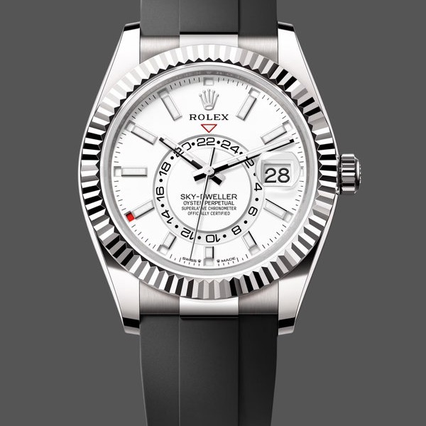 Super Clone Men's Rolex Sky-Dweller 42-M336239 0003, White Gold, White Dial, Oysterflex White Dial