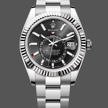Super Clone Men's Rolex Sky Dweller 42mm White Rolesor Black Dial M336934 0007 Men's Black Dial