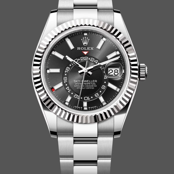Super Clone Men's Rolex Sky Dweller 42mm White Rolesor Black Dial M336934 0007 Men's Black Dial