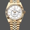 Super Clone Men's Rolex Sky‑Dweller 42-M336938 0006, Yellow Gold, GMT, White Dial, Jubilee Style, Men’s White