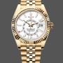 Super Clone Men's Rolex Sky‑Dweller 42-M336938 0006, Yellow Gold, GMT, White Dial, Jubilee Style, Men’s White