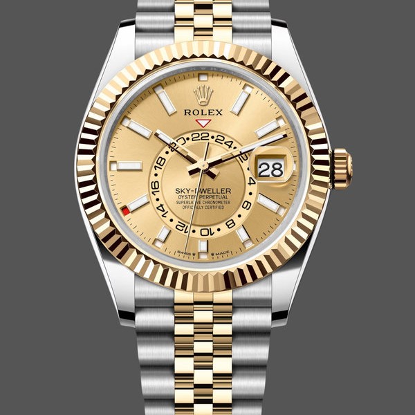 Super Clone Men's Rolex Sky Dweller 42mm Champagne Dial Jubilee M336933 0002 Men's Luxury Champagne Dial