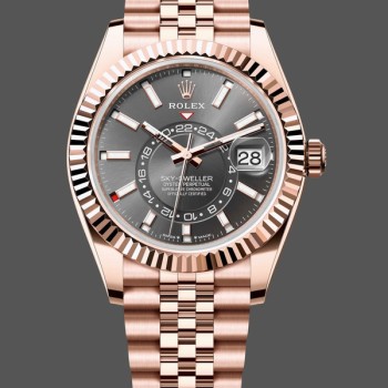 Super Clone Men's Rolex Sky‑Dweller 42-M336935‑0008, Everose Gold & Slate Grey Dial Grey Dial