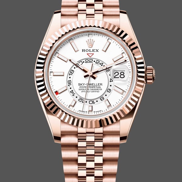 Super Clone Men's Rolex Sky‑Dweller 42-m336935 0007, Intense White Dial, Fluted Bezel, Jubilee Bracelet Intense White Dial
