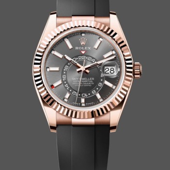 Super Clone Men's Rolex Sky‑Dweller 42-m336235 0004, Slate Dial, Oysterflex, Grey Dial