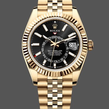 Super Clone Men's Rolex Sky‑Dweller 42-m336938 0005, 42mm, 18K Yellow Gold, Black Dial Black Dial