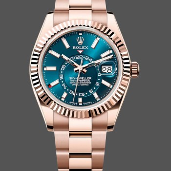 Super Clone Men's Rolex Sky‑Dweller-m336935 0001, 42mm, 18K Everose Gold, Blue-green