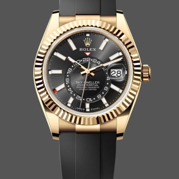 Super Clone Men's Rolex Sky‑Dweller-m336238 0002, 42mm, Yellow Gold, Black Dial, Men’s Black