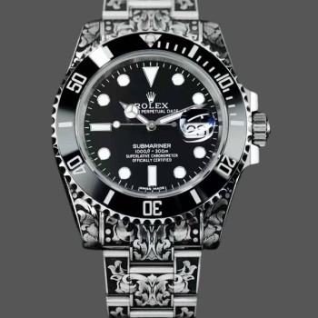 Super Clone Men's Huckleberry Custom Rolex Submariner, Custom Edition, Black