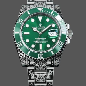 Super Clone Men's Huckleberry Custom Rolex Submariner-Green, Custom Edition Green