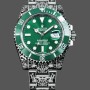 Super Clone Men's Huckleberry Custom Rolex Submariner-Green, Custom Edition Green