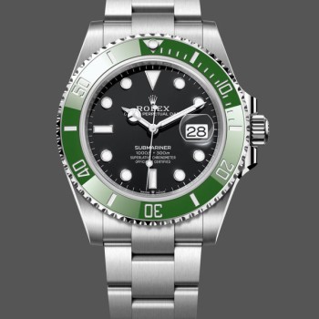 Super Clone Men's Rolex Submariner 41mm Men's-126610LV-Green Bezel-Black Dial Black