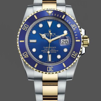 Super Clone Men's Rolex Submariner Date 40mm Men's-116613LB-Two Tone-Blue Dial Blue