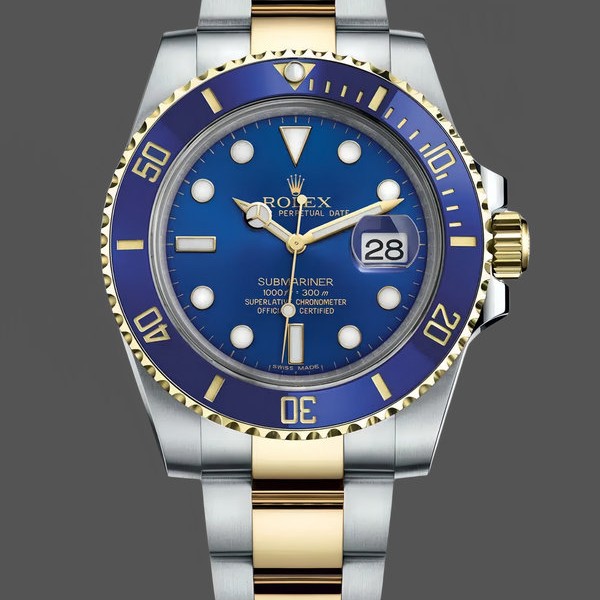 Super Clone Men's Rolex Submariner Date 40mm Men's-116613LB-Two Tone-Blue Dial Blue