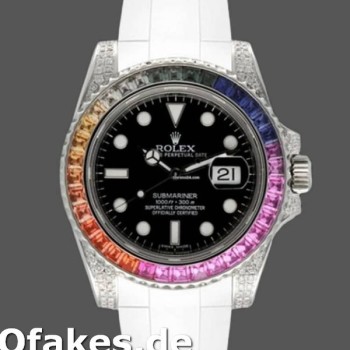Super Clone Men's Rolex Submariner 40mm Men's-116610-Black Dial-White Rubber Strap Black
