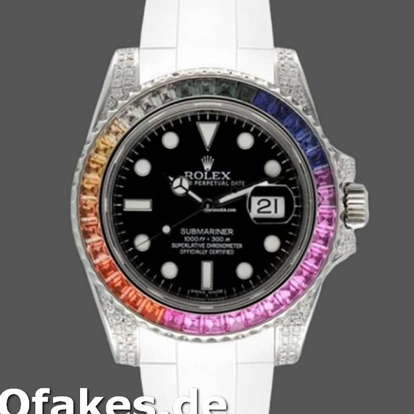 Super Clone Men's Rolex Submariner 40mm Men's-116610-Black Dial-White Rubber Strap Black