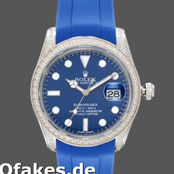 Super Clone Men's Rolex Submariner 40mm Men's-116610-Blue Dial-Blue Rubber Strap Blue