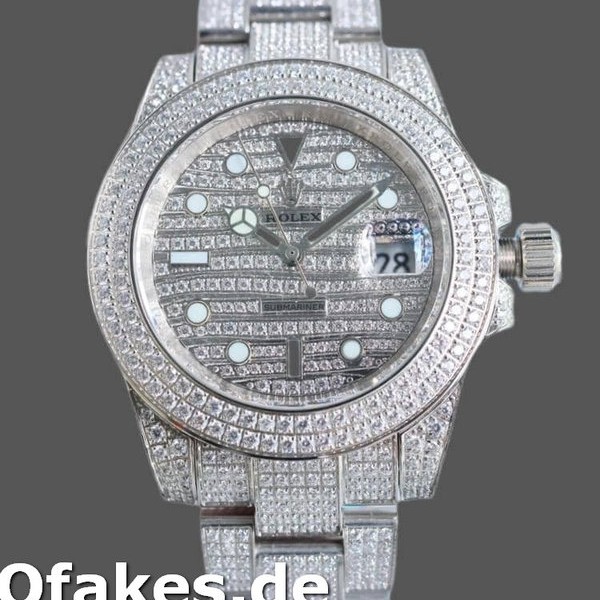 Super Clone Men's Rolex Submariner-116610LN, Diamond Clad, Diamond