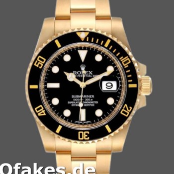 Super Clone Men's Rolex Submariner 40mm Men's-116618-Yellow Gold-Black Dial Black