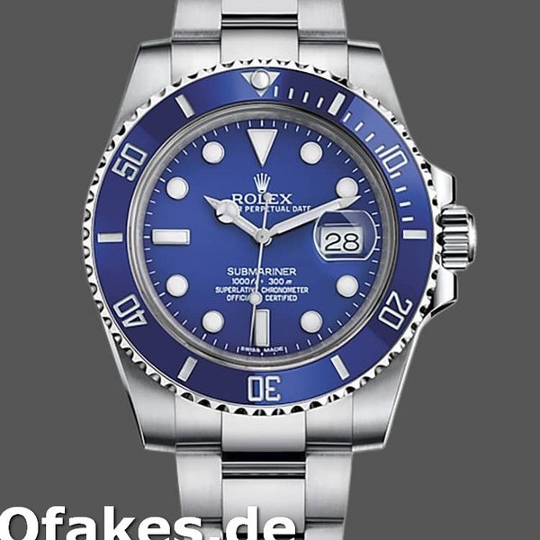 Super Clone Men's Rolex Submariner 40mm Men's-116619LB-White Gold-Blue Dial Blue