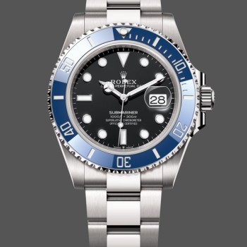 Super Clone Men's Rolex Submariner 41mm Men's-126610-Blue Bezel-Black Dial Black