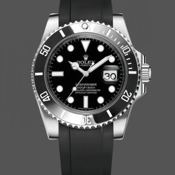 Super Clone Men's Rolex Submariner 41mm Men's-126610LN-Black Rubber Strap-Black Dial Black