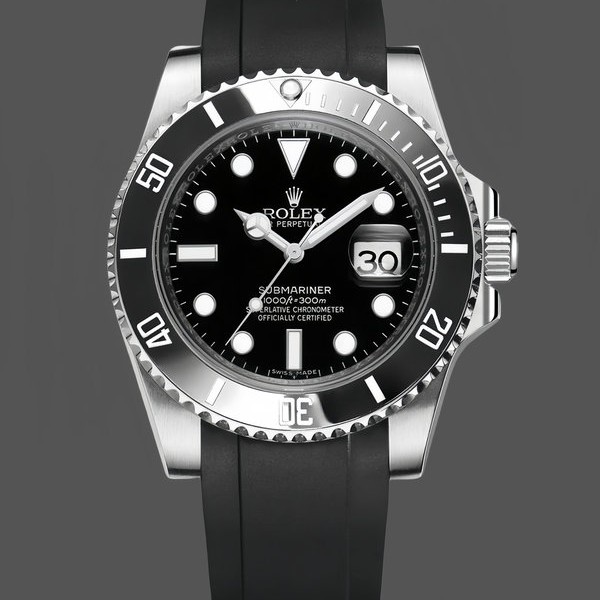 Super Clone Men's Rolex Submariner 41mm Men's-126610LN-Black Rubber Strap-Black Dial Black