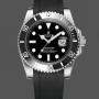 Super Clone Men's Rolex Submariner 41mm Men's-126610LN-Black Rubber Strap-Black Dial Black