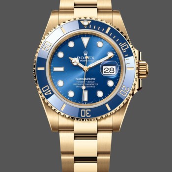 Super Clone Men's Rolex Submariner 41mm Men's-126618LB-Yellow Gold-Blue Dial Blue