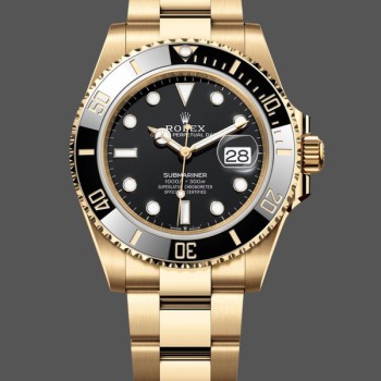 Super Clone Men's Rolex Submariner 41mm Men's-126618LN-Yellow Gold-Black Dial Black