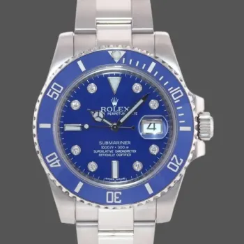 Super Clone Men's Rolex Submariner 40mm Men's-16610-Stainless Steel-Blue Bezel-Diamond Dial Blue