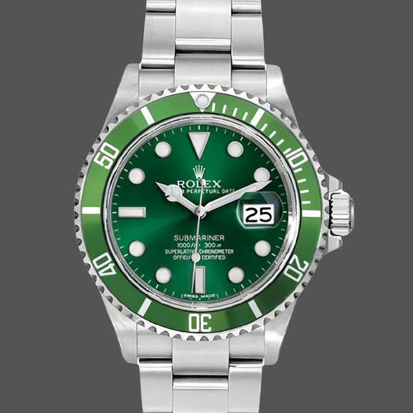 Super Clone Men's Rolex Submariner 40mm Men's-16610-Stainless Steel-Refinished Green Dial Green